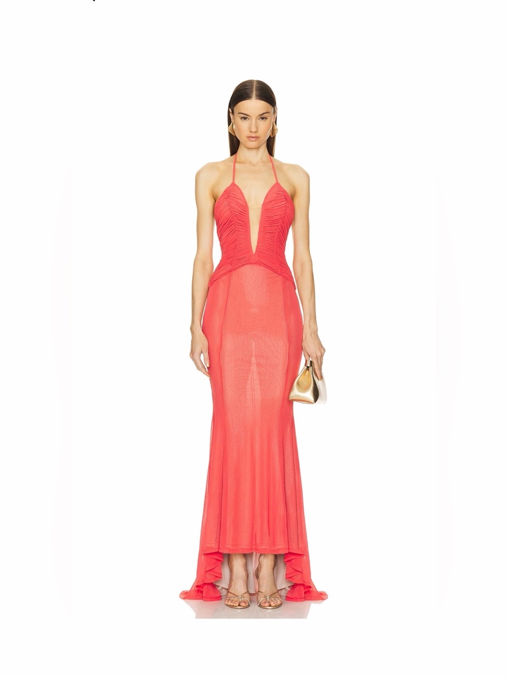 Michael Costello x REVOLVE Sunset Gown Golden Coral Cutout Maxi Dress size Small